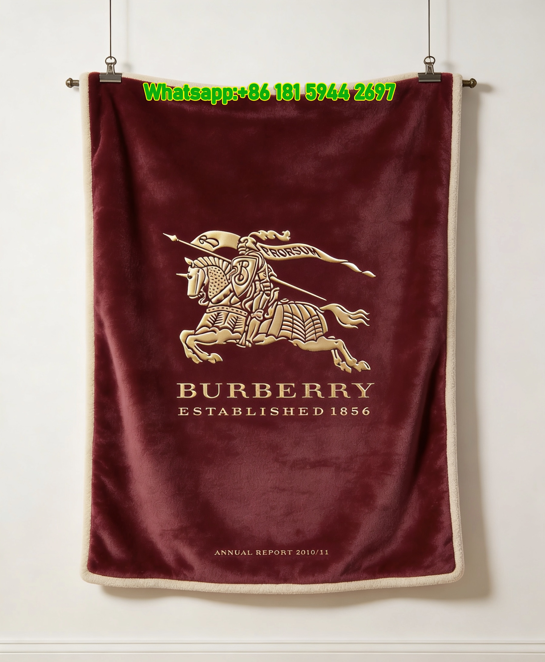 Burberry Equestrian Knight Flannel Sofa Throw Blanket B002